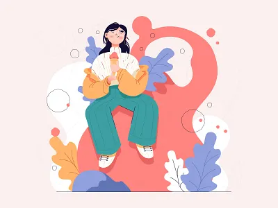 Ice Cream Day branding design graphic design happy ice cream icon illustration line minimal person retro simple sweets ui woman