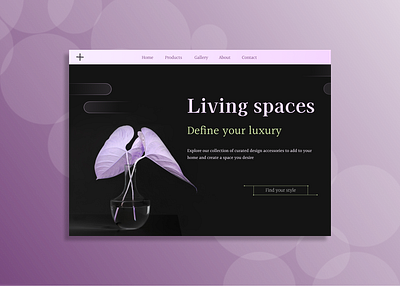 Living Spaces branding dark graphic design hero home decor homepage interiors landing page logo luxury ui web