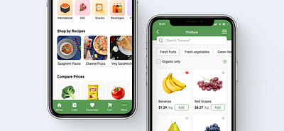 Grocery Cart App Mockups