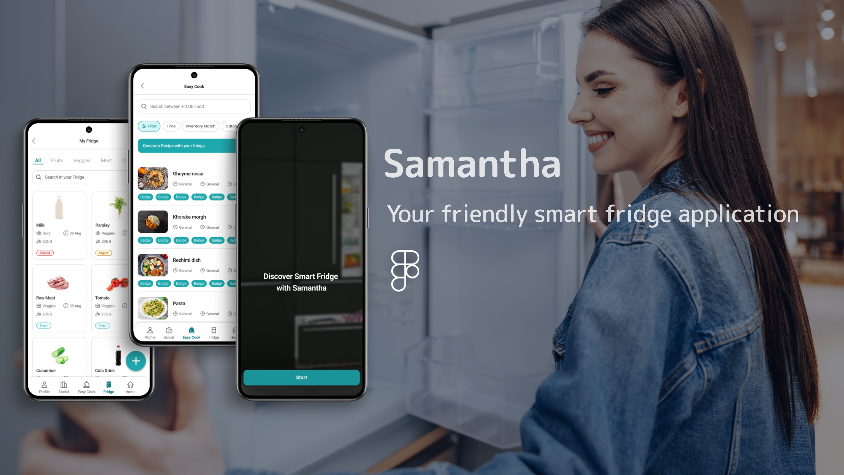 "Samantha" Smart Fridge Application - UI/UX Case Study appdesign casestudy designthinking figmadesign productdesign smartfridge ui uidesigner ux uxdesigner
