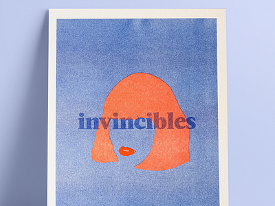 invincibles art blue color design illustration minimalist print red risography