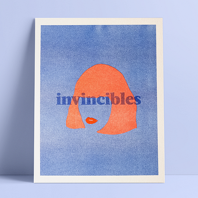invincibles art blue color design illustration minimalist print red risography