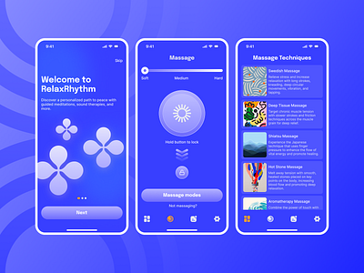 Massage mobile app design application articles blue concept design education graphic design intensity massage mobile mobile app modes technology ui ui ux design ux