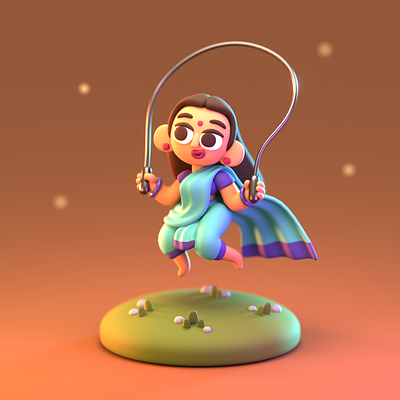 Skipping through life's rhythm 💃✨ 3d 3dillustration character cute illustration