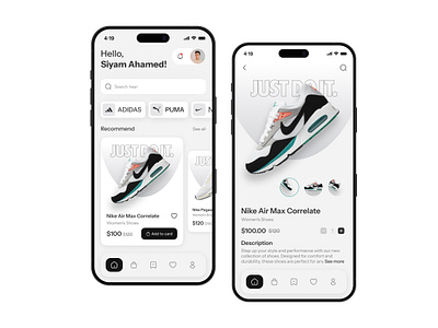 Fashion App UI app banner branding clothing ecommerce fashion hellosiyam interface minimal modern onboarding product shoe online shop mobile app shoe shop mobile app shoe store mobile app shopping siyam ui vintage web