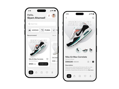 Fashion App UI app banner branding clothing ecommerce fashion hellosiyam interface minimal modern onboarding product shoe online shop mobile app shoe shop mobile app shoe store mobile app shopping siyam ui vintage web