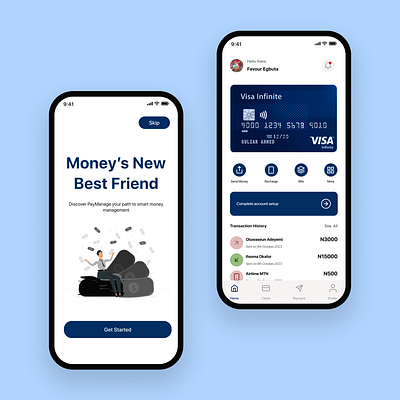 Fintech app~ PayManage fintech mobile app onboarding splash screen ui design