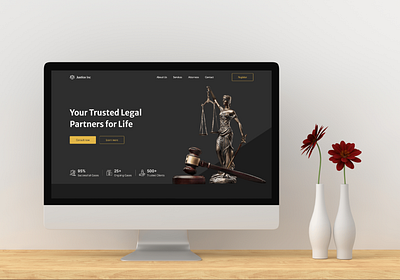 Law Firm Website Landing Page dark dark theme figma landing page law law firm minimal design ui ui ux visual design web design