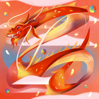 Year of the Dragon 2d chinese new year digital dragon flat folioart gradient graphics illustration jia yi liu lunar new year texture