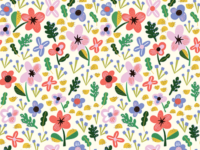 Enchanted Field of Blooms – Pattern Collection design floral illustration floral pattern flowers graphic design illustration pattern pattern design surface design textile pattern