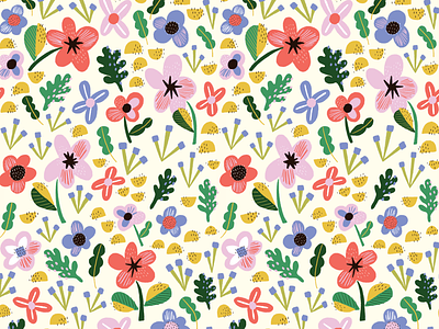 Enchanted Field of Blooms – Pattern Collection design floral illustration floral pattern flowers graphic design illustration pattern pattern design surface design textile pattern