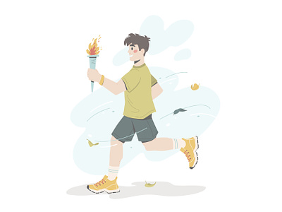 Athlete with Olympic flame adobe illustrator athlete cartoon character character design clothing digital painting fitness health illustration illustration art olympian olympic flame relay race sneakers sport summer t shirt vector vector illustration
