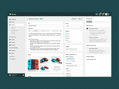 Sanps: Inventory management dashboard design e commerce ecommerce inventory product product design quetratech saas snaps ui ux