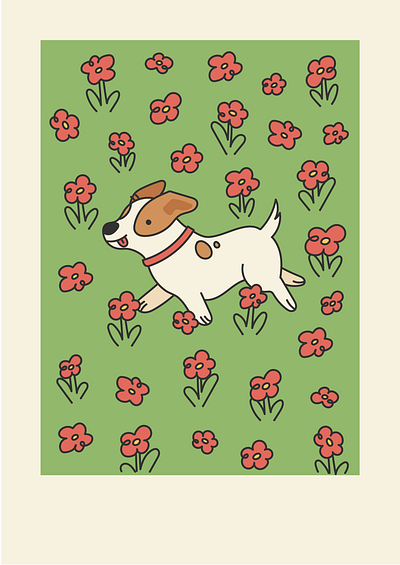 Flower Dog | Illustration cute dog illustration flat illustration illustration vector