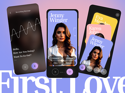 First Love- Dating App Design ai branding dating app dating app design dating mobile app design first love love love app mobile mobile app mobile app design mobile app design for dating mobile app for dating typography ui ux