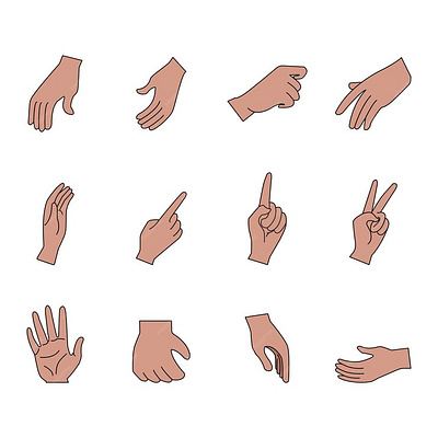 Hands various gestures cartoon style vector illustration hand fist