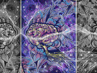 Symphony of Mind art black pen brain digital mind music neuro painting psychedelic symphony