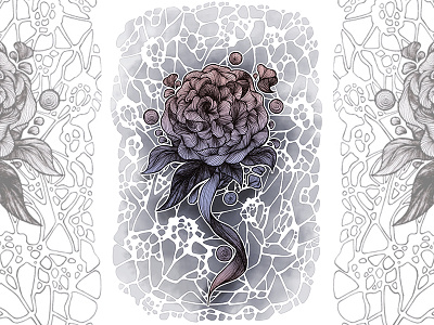 Rose Fantasia - Fun Lines black pen digital floral flower painting pattern rose stone texture