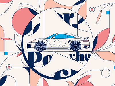 Contours of Performance 2d artwork cape town car illustration illustrator lines porsche stylized