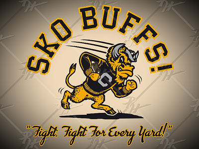 Sko Buffs over Running Mascot athletics buffalo buffaloes buffs classic football illustration mascot sko buffs sports vintage