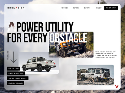 Grenadier 4x4 Utility Vehicle bebas din font dirt dirty mud offroad rugged trucks typography ui utility vehicles web web design website