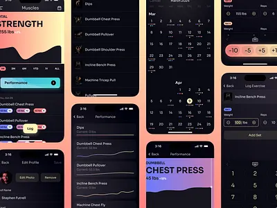 Exercise Tracking App android app chart exercise graph ios mobile mobile design ui weight lifting workout