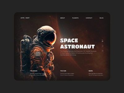 SPACE ASTRONAUT Landing Page animation app appui astronaut astronaut landing astronaut web dashboard design illustration landing page minimal ui ui design uiux ux design web design