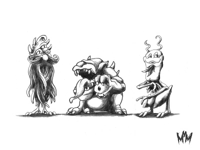 Connor, Linus, and Ken beard beast bestiary cartoon character creature drawing eyeball illustration monster