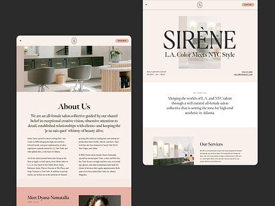 Sirène Website Update art direction branding design digital design graphic design hair salon layout logo typography web web design web designer website