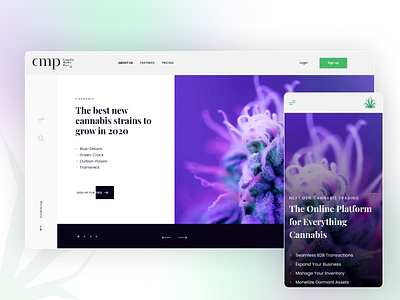 Marihuana Market Place app backed backend clean e commerce figma front front end green landing page modern parallax shop shopping xd