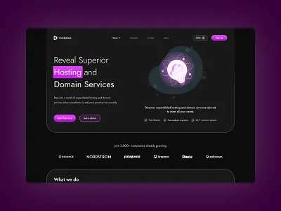 WebSphere - Hero Section best black clean design domain featured host illustration inspiration interface mobile mobile design pink practices product design ui user experience ux web website