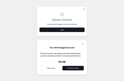 Session Timeout Popup design modal popup session timeout ui ux
