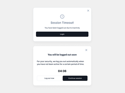 Session Timeout Popup design modal popup session timeout ui ux