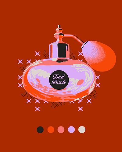 Eau de Bad Bitch brand illustration illustration perfume procreate texture true grit typography