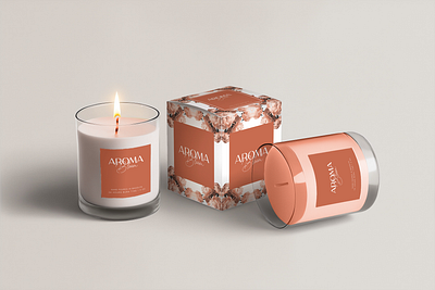 Aroma Bloom Candle Label Design box label design brand branding candle candle label candle label design candle label designing candle packaging design graphic design graphic designer illustration label label design logo logo design logo designer packaging ui