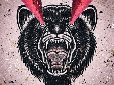 Grumpy Grizzly band merch bear graphic design grizzly lasers merch design traditional tattoo