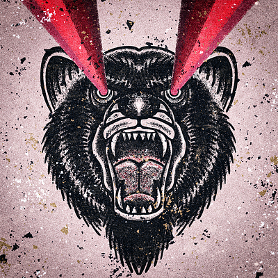 Grumpy Grizzly band merch bear graphic design grizzly lasers merch design traditional tattoo