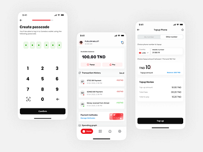 Ooredoo Mobile Wallet App banking clean minimal mobile payment wallet