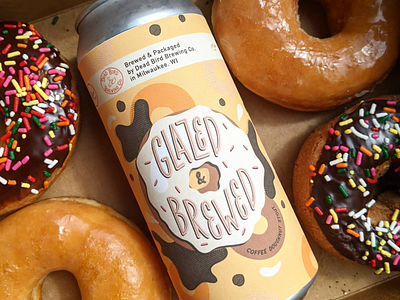 Glazed & Brewed Coffee Doughnut Stout Label Design beer label brand branding craft beer design graphic design graphicdesign illustration label design logo packaging