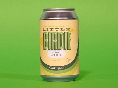 Little Birdie Craft Soda Label - Lemon Lime Bomb brand brand concept branding craft soda design graphic design graphicdesign illustration label design logo packaging packaging design retro retro aesthetic