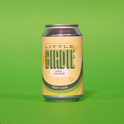 Little Birdie Craft Soda Label - Lemon Lime Bomb brand brand concept branding craft soda design graphic design graphicdesign illustration label design logo packaging packaging design retro retro aesthetic