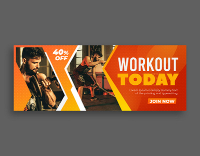gym and fitness customizable Facebook cover template Design discount facebook cover fitness banner gym banner training workout banner