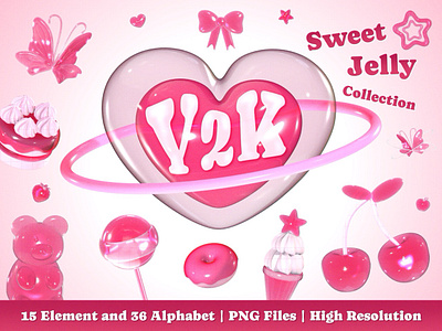 Y2K 3D Sweet Jelly Collection 3d 3d render 3d rendering cute illustration pink red y2k y2k 3d