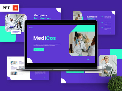 Medicos - Medical Powerpoint Templates blue business infographic portfolio powerpoint presentation template