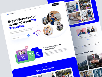 Clean Home Service: Residential clean design clean home clean room cleaner design landing page landing page ui mobile app design real estate website service website trent 2024 ui ux web design website design website ui design