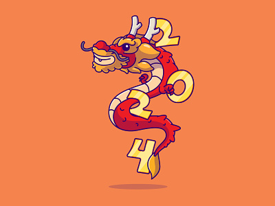 Year of Dragon 2024🐉🐲 cartoon chinese dragon chinese new year cute cutecartoon dragon 2024 dragon year illustration lunar new year mascot year of dragon