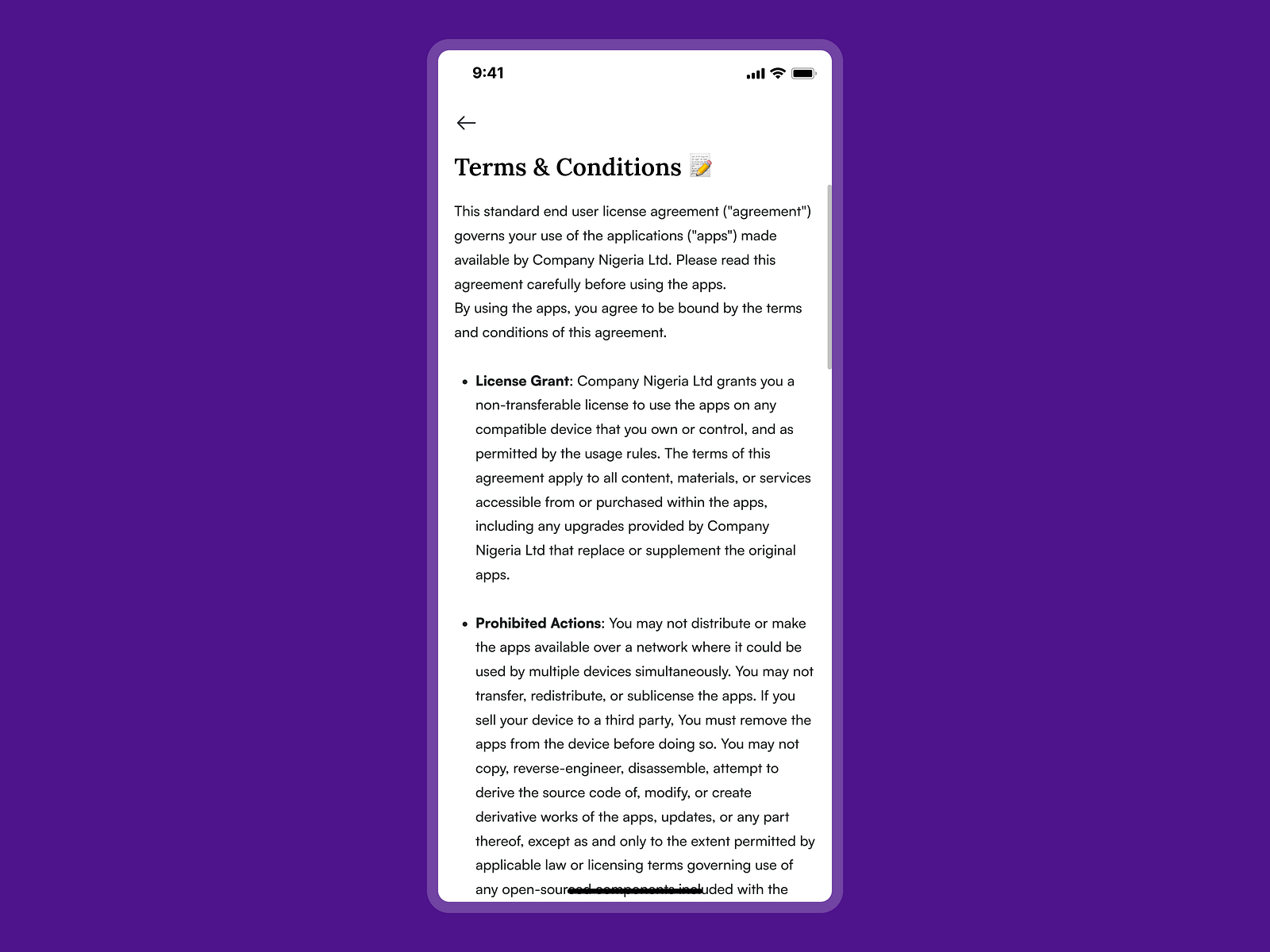 Day 89 of 100: Terms and Condition UI by Leonard Victor on Dribbble