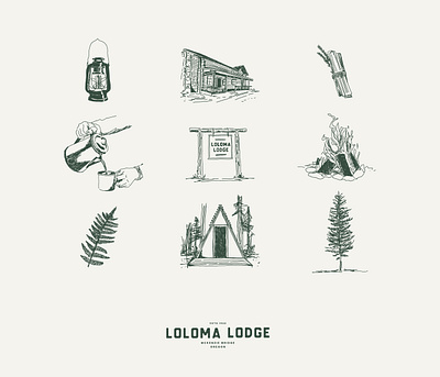 Loloma Lodge Hospitality brand style guide branding custom illustrations design logo design mckenzie river oregon