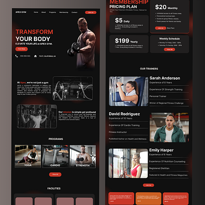 Gym & Fitness Landing Page fitness club fitness website graphic design gym gym app gym flyer gym landing page gym web design gym website gymnastics landing page modern website web design