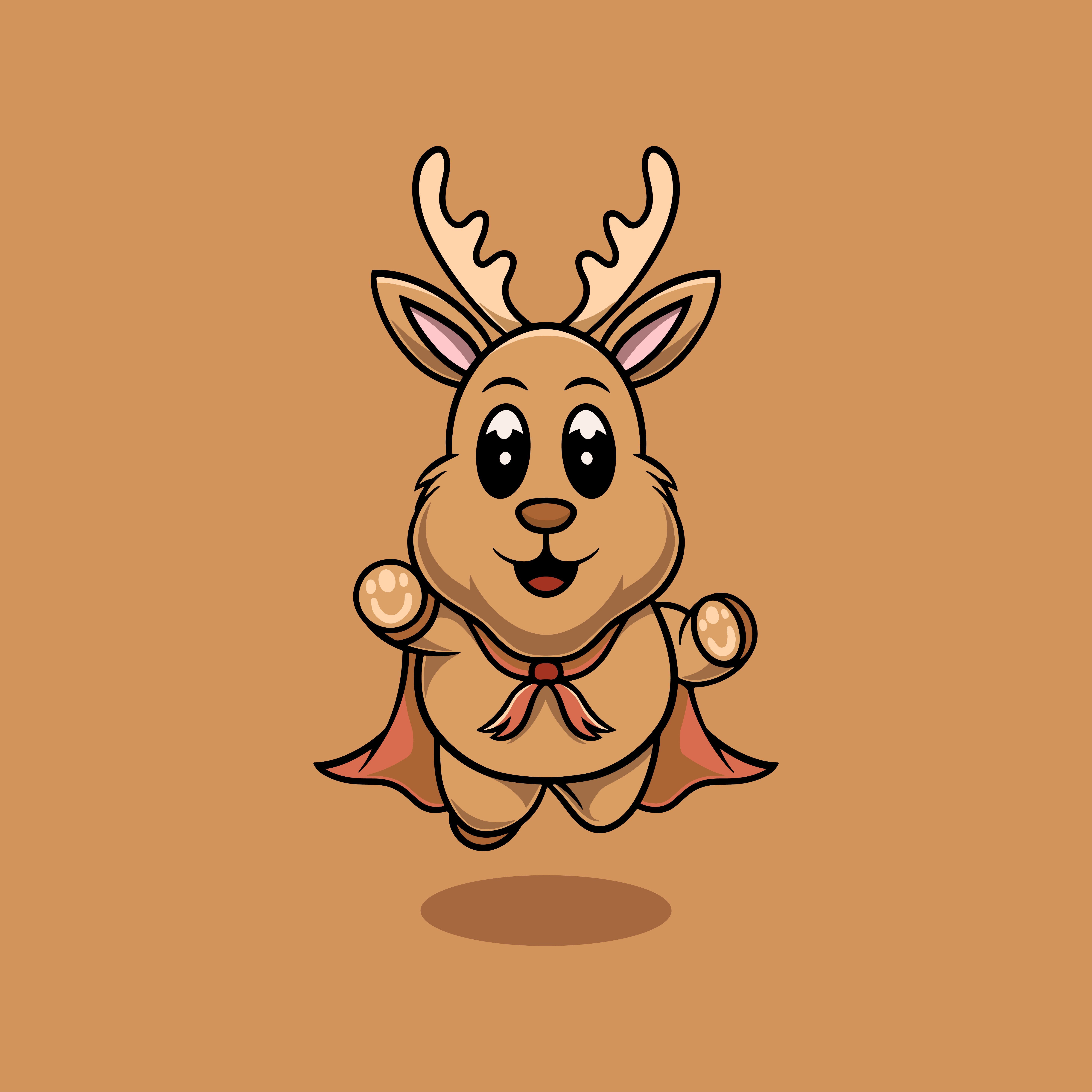 Cute deer is a superhero cartoon illustration savior